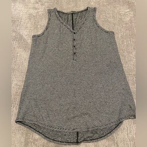 Small black and white striped tank. Prana.